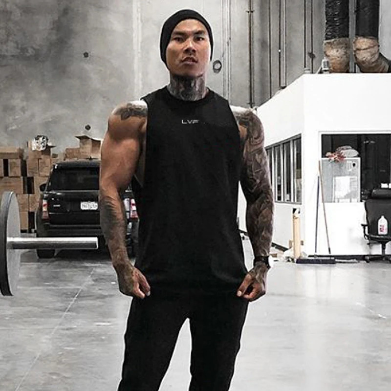 Mens summer gym cotton vest sleeveless mens fitness clothing casual fitness vest sportswear 250403