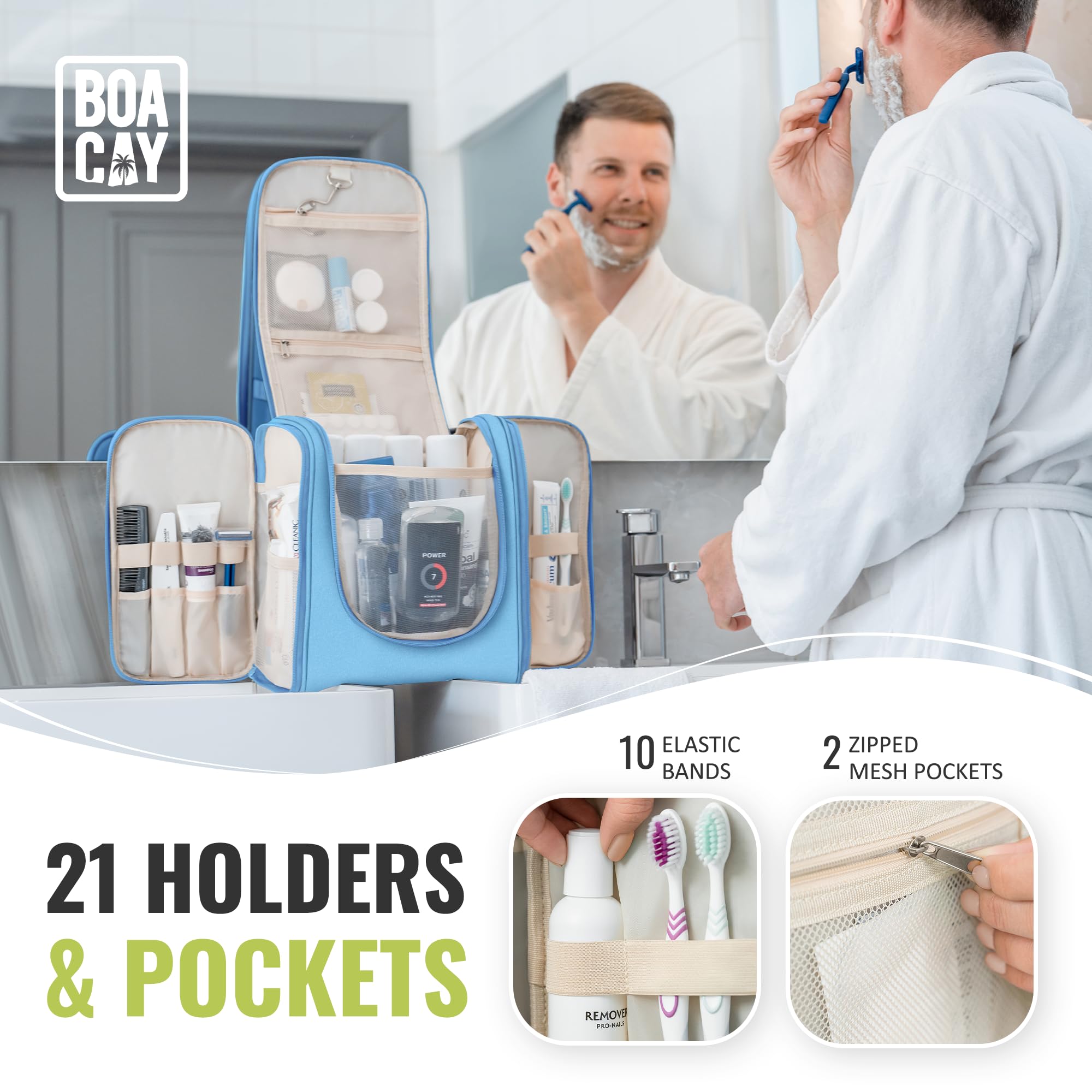 Extra Large Hanging Travel Toiletry Bag for Women and Men, Makeup Bag, Bathroom & Shower Organizer Kit for Accessories, Cosmetics, Essentials