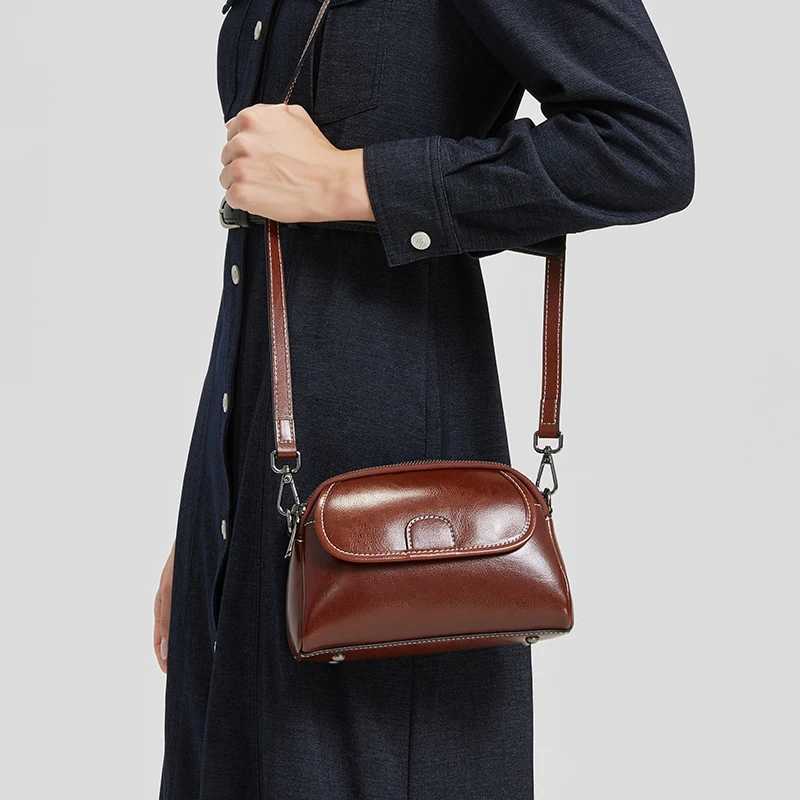 Womens Genuine Leather Handbag Fashionable Versatile Shoulder bag Multicolor Cowhide Crossbody Bag Women Mini cross bag Z251104