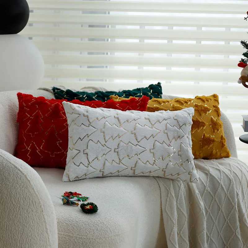 30x50 Christmas Tree Plush Decorative Cushion Cover Sequin Throw Pillow Cover for Living Room Sofa Bedroom Christmas Decoration Y251105
