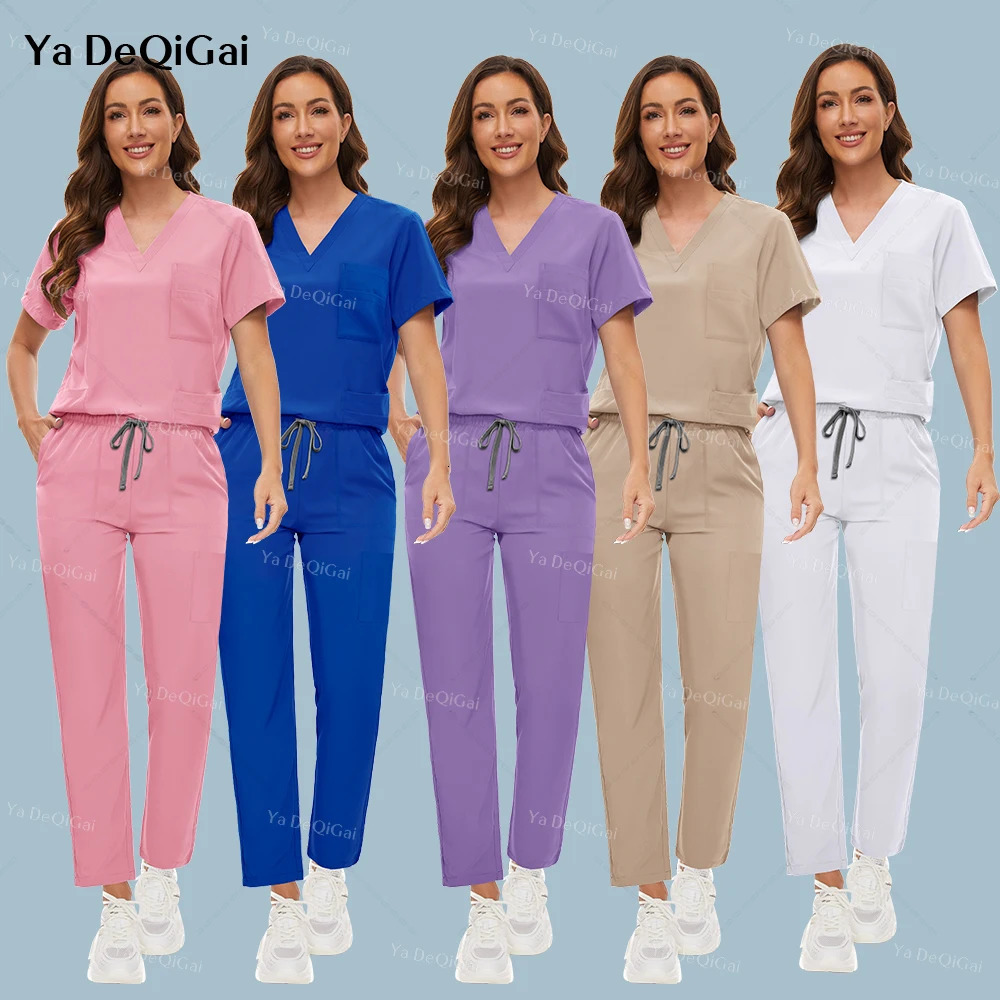 Unisex Scrub Set Women Men Beauty Costume Nurse Uniforms Nursing Clothes Nurse Doctor Dentist Workwear Wholesale 251104