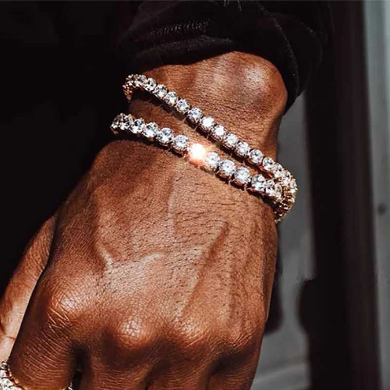 Hip Hop Iced Out 3/4/5mm Crystal Tennis Bracelet for Men Homme Punk Zirconia Womens Chain on Hand Streetwear Trendy JewelryXJ251105