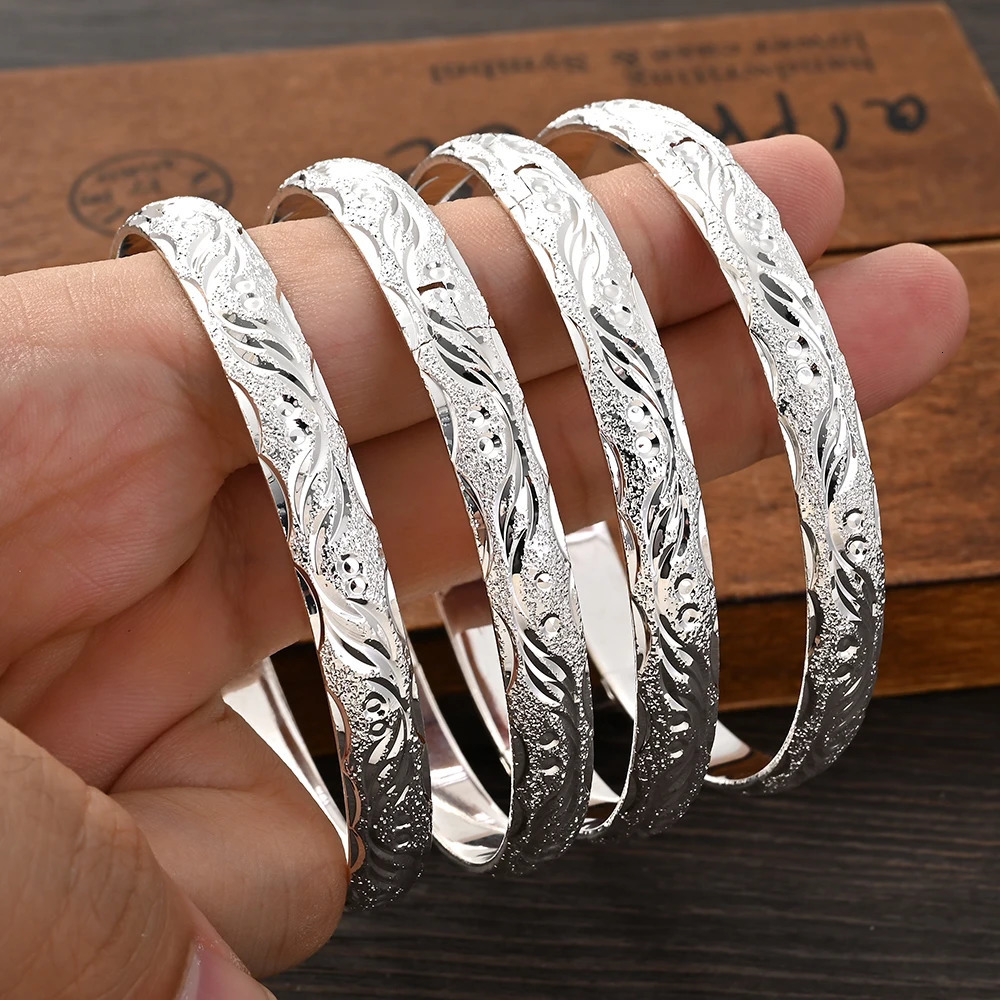 65MM Silver Plated Bangle Fashion Dubai Bride Wedding Ethiopian Bracelet Africa Jewelry Charm Bracelet Party Gifts 251031