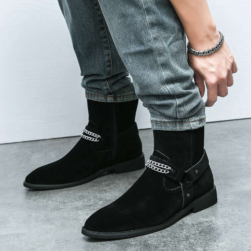 Large Martin Chelsea for men, sizes 36-46, fashionable British zipper men's mid calf cowboy boots