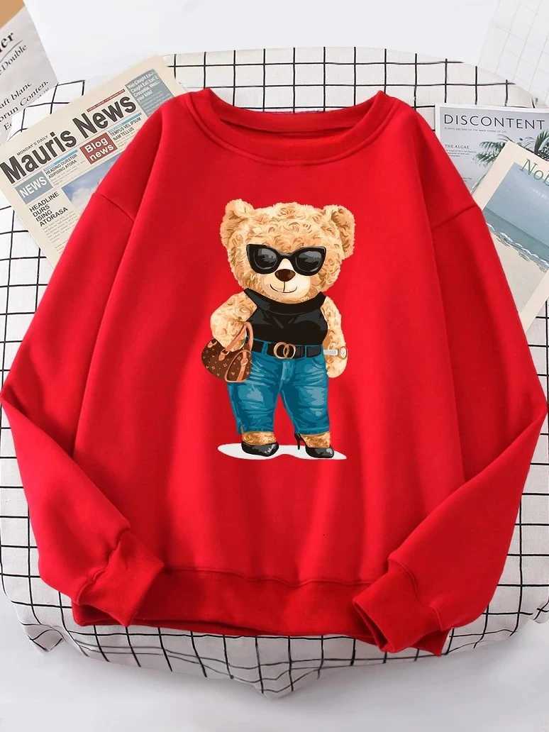 Fashion Teddy Bear Rich Hoody Women Street Soft Shoulder Drop Sweatshirt Fleece Warm Hoody hip hop Fit Comfortable PulloversT251105