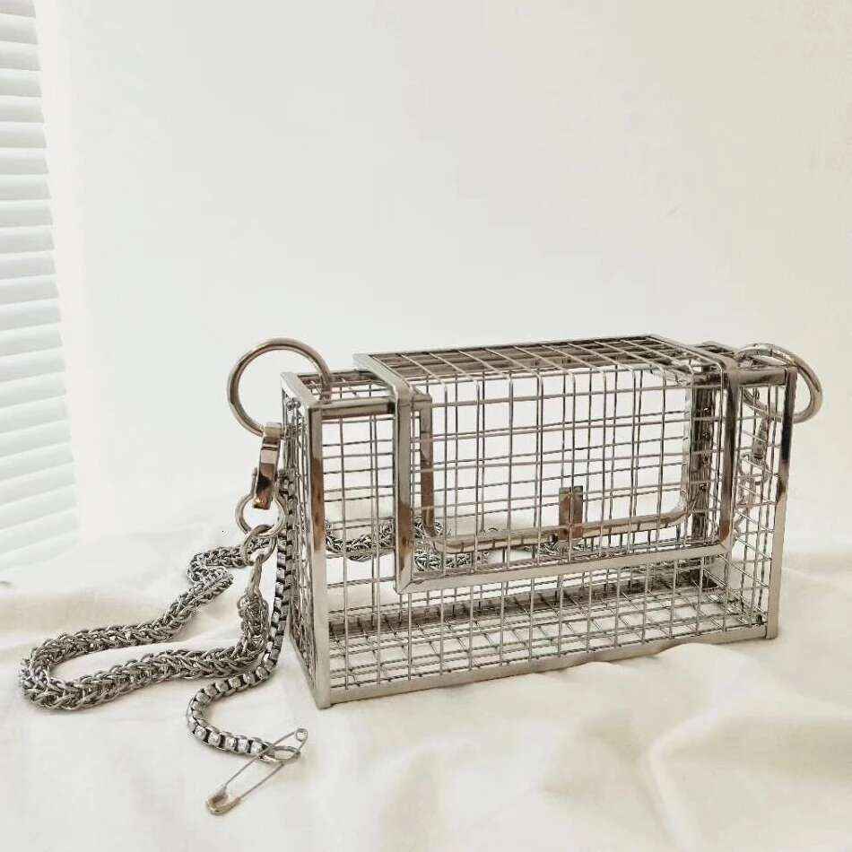 INS Hollow Out Clutch Bird Women Handbag Tote Metal Cage Girls Top-Handle Bags Purse Fashion Party Pouch Evening Bag