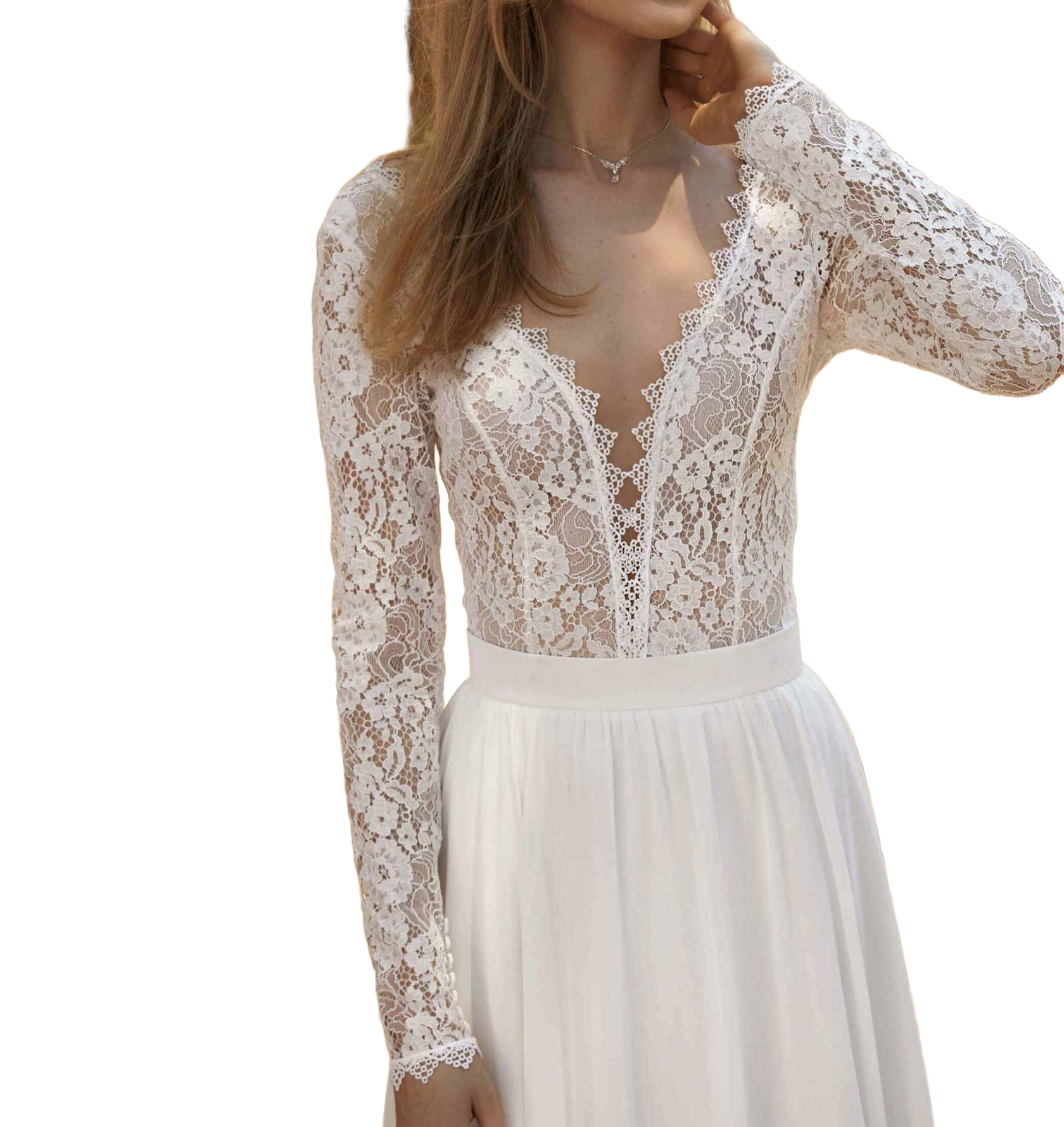 Elegant Wedding Bridal Jacket V-Neck Long Sleeves Bridal Bolero Lace Appliques Bridal Shawl Coat Wedding Accessories Customized