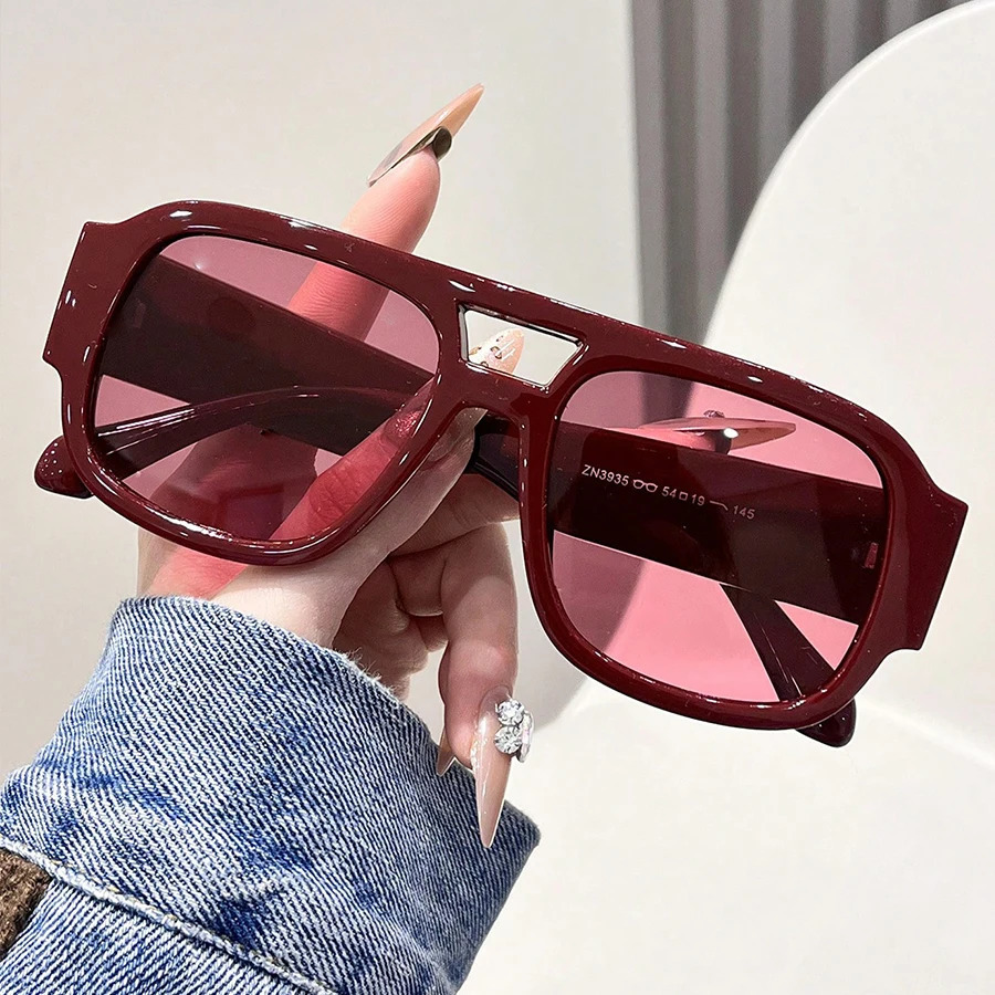Fashion Double Bridges Square Sunglasses Women Candy Color Retro Wide Legs Men Sun Glasses Shades UV400 251105