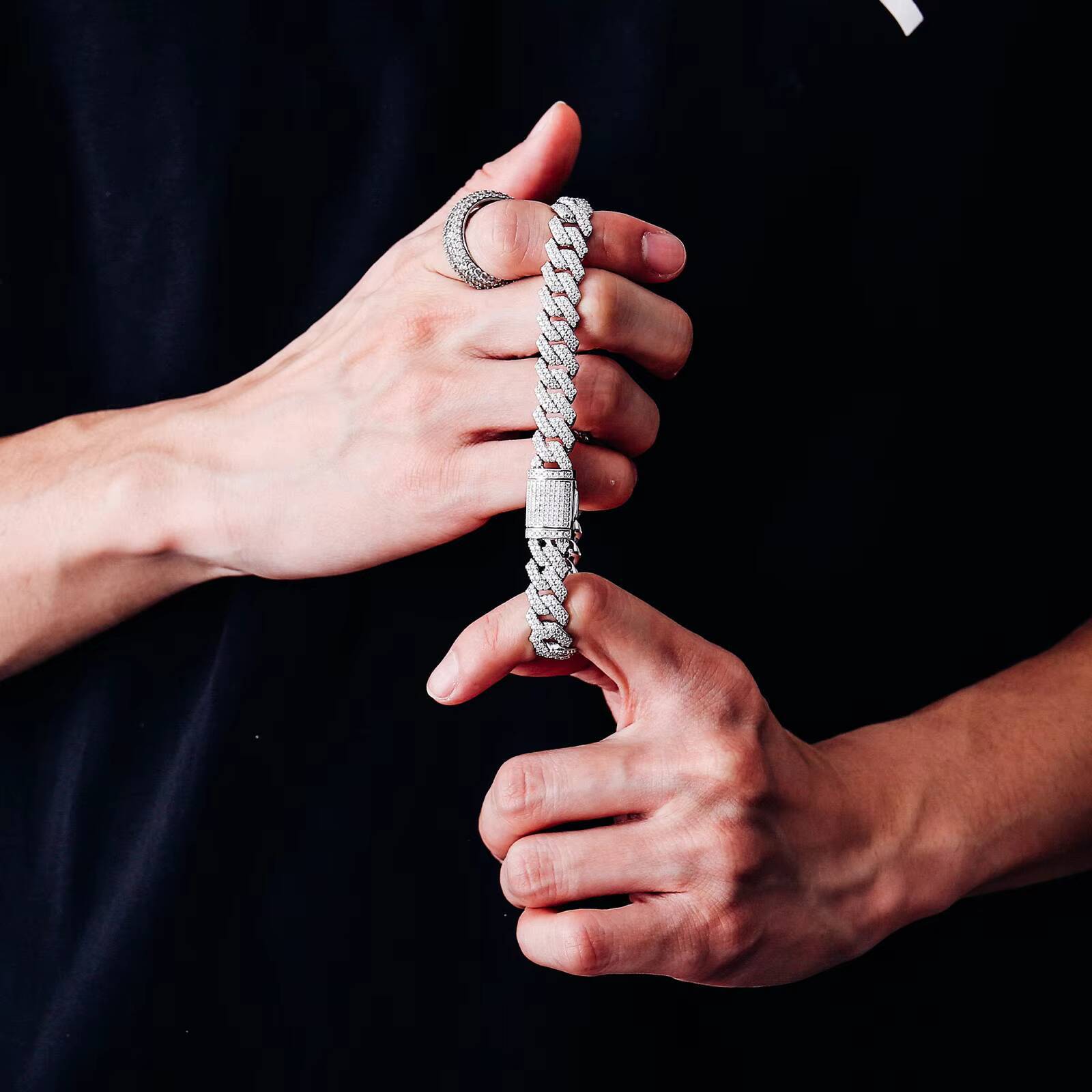 8mm Cuban Chain Bracelet 925 Silver Moissanite Cuban Link Chain Hip-hop Jewelry