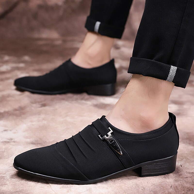 Large Business Casual Leather 38-48 Men's Pointed English Fashion Low Top Cloth Shoes