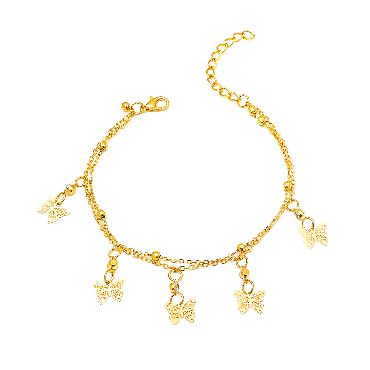 Double Layer Anklet Alloy Peach Heart Multi-layer Beach Chain Internet Celebrity Minimalist Style Foot Jewelry for Women