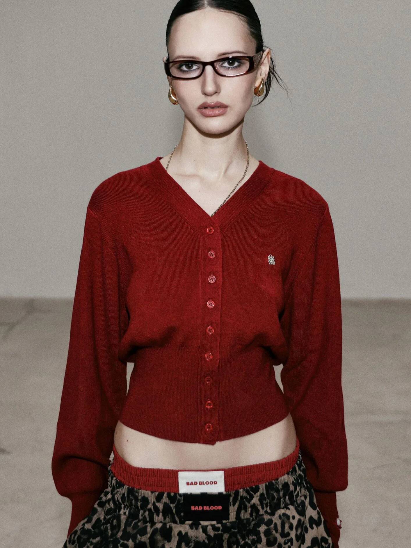 winter jacket women Autumn V-neck Sweater Cardigan Women's Retro Small Fragrant Style Slim Fit Outer Knitted Short Coat