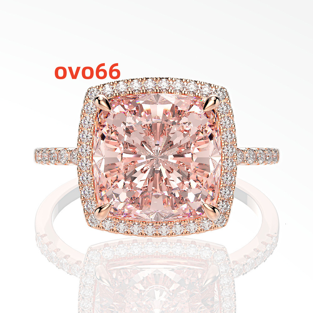 Manufacture Stock Girl 5ct Fine Jewelry Ring 925 Sterling Silver Luxury 1010mm Pink Morganite Women Anniversary Wedding Ring
