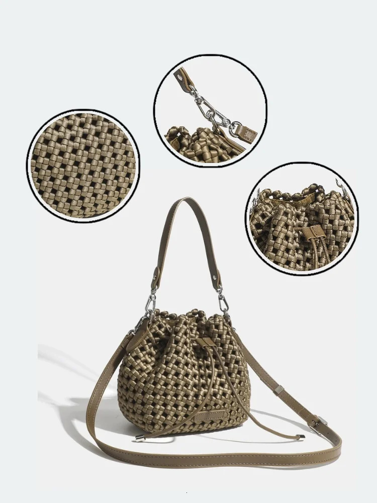 Tote bag woman Bucket bag handbags for women Nylon underarm purse European-style hand-woven bag for women 251104