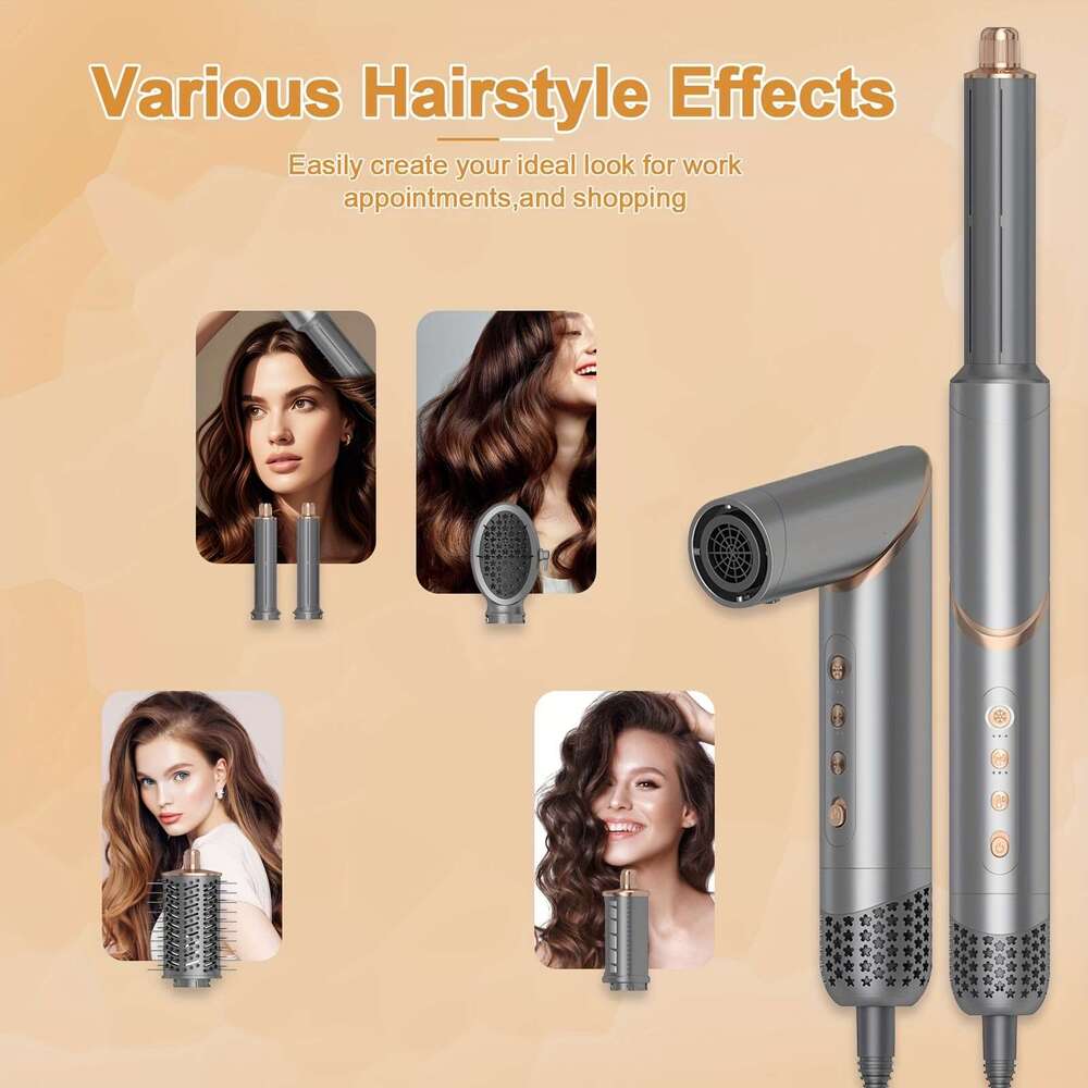 8In 1 Negative Ionic Foldable Wrap Air Styler Set, 110000 RPM High-Speed Hot Dryer Brush Set For Curling, Fast Dry, Straightening - Versatile Hair Sty