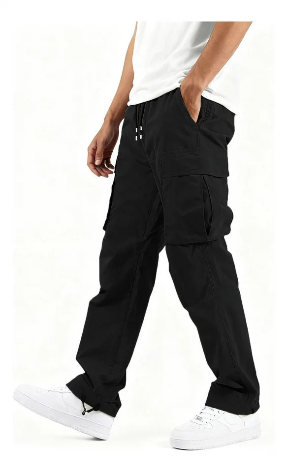 Mens casual loose cotton straight leg work pants mens loose fashion sports pants 251104