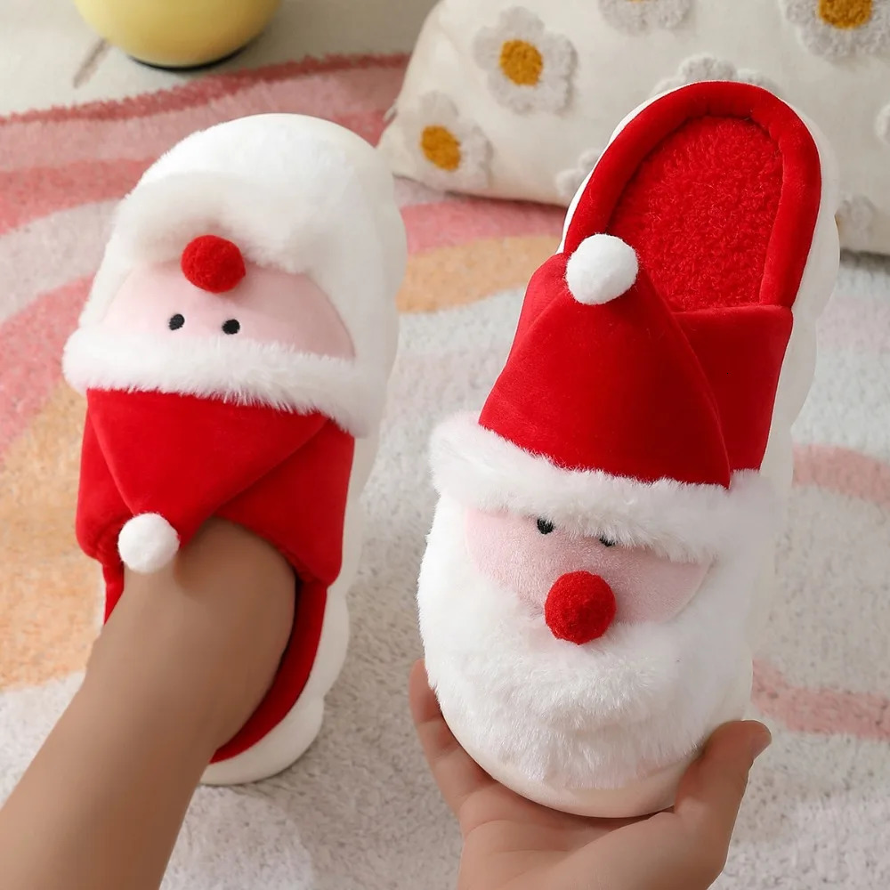Christmas Santa Claus Slippers Warm Slipon House Shoes Comfortable Plush Santa Slippers Breathable for Indoor Bedroom 251031