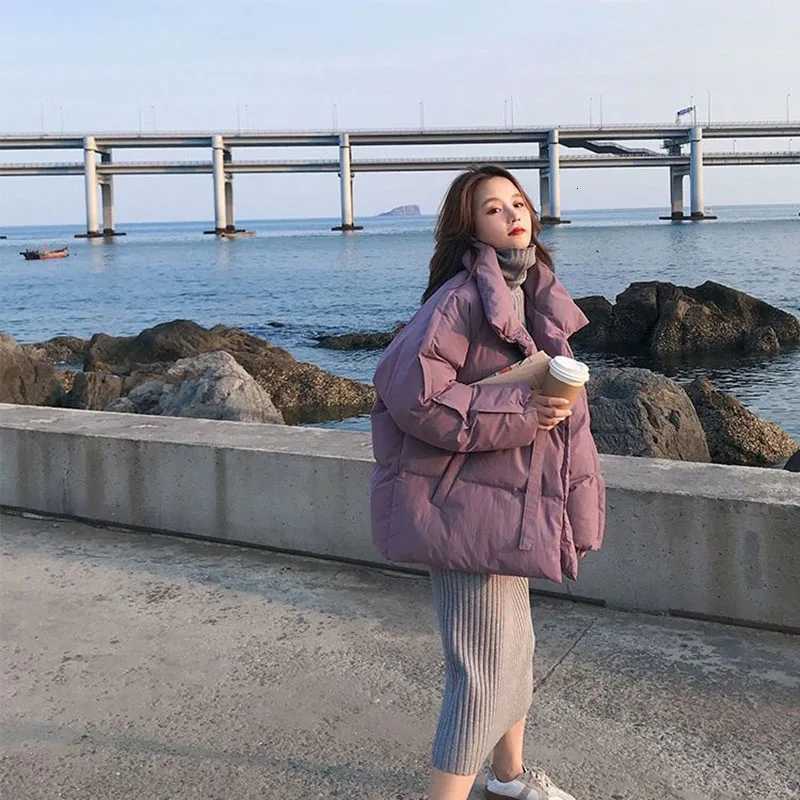 Y2K Stand-Up Collar Puffer Parkas Woman Winter Korean Single Breasted Thicken Warm Jacket Mujer Cotton-Padded Loose Parkas CoatT251105