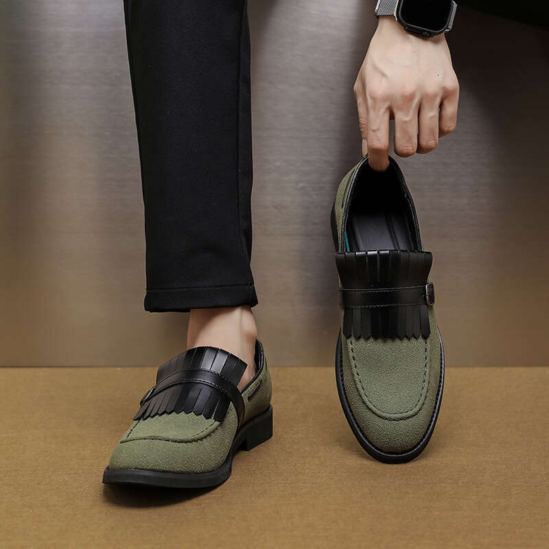 Large 2023 Spring and Autumn new men's leather shoes 38-48 size British tassel set foot loafers