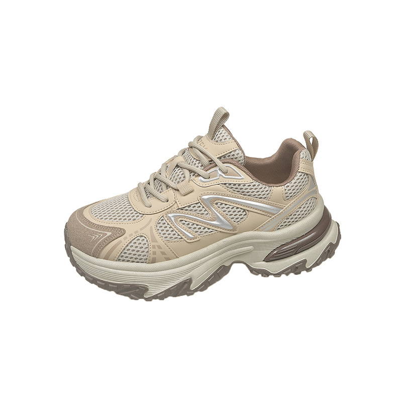 European station thick-soled color-blocking daddy shoes women's mesh breathable comfortable and lightweight casual sneakers