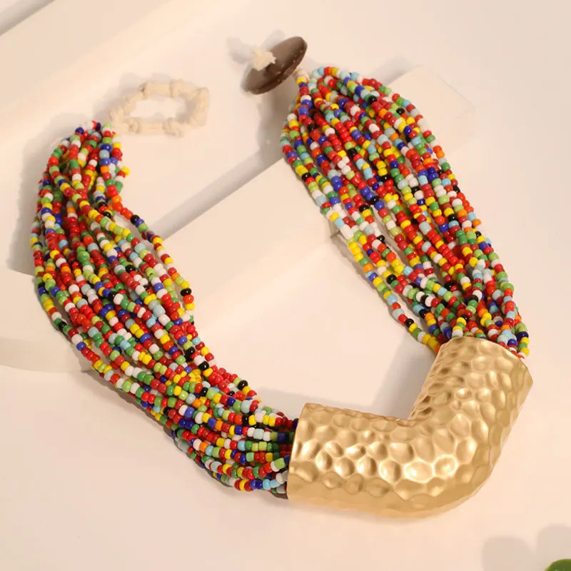Statement Boho Colorful Beads Necklace Handmade for Women Trendy Wedding Party Jewelry Accessory 251031
