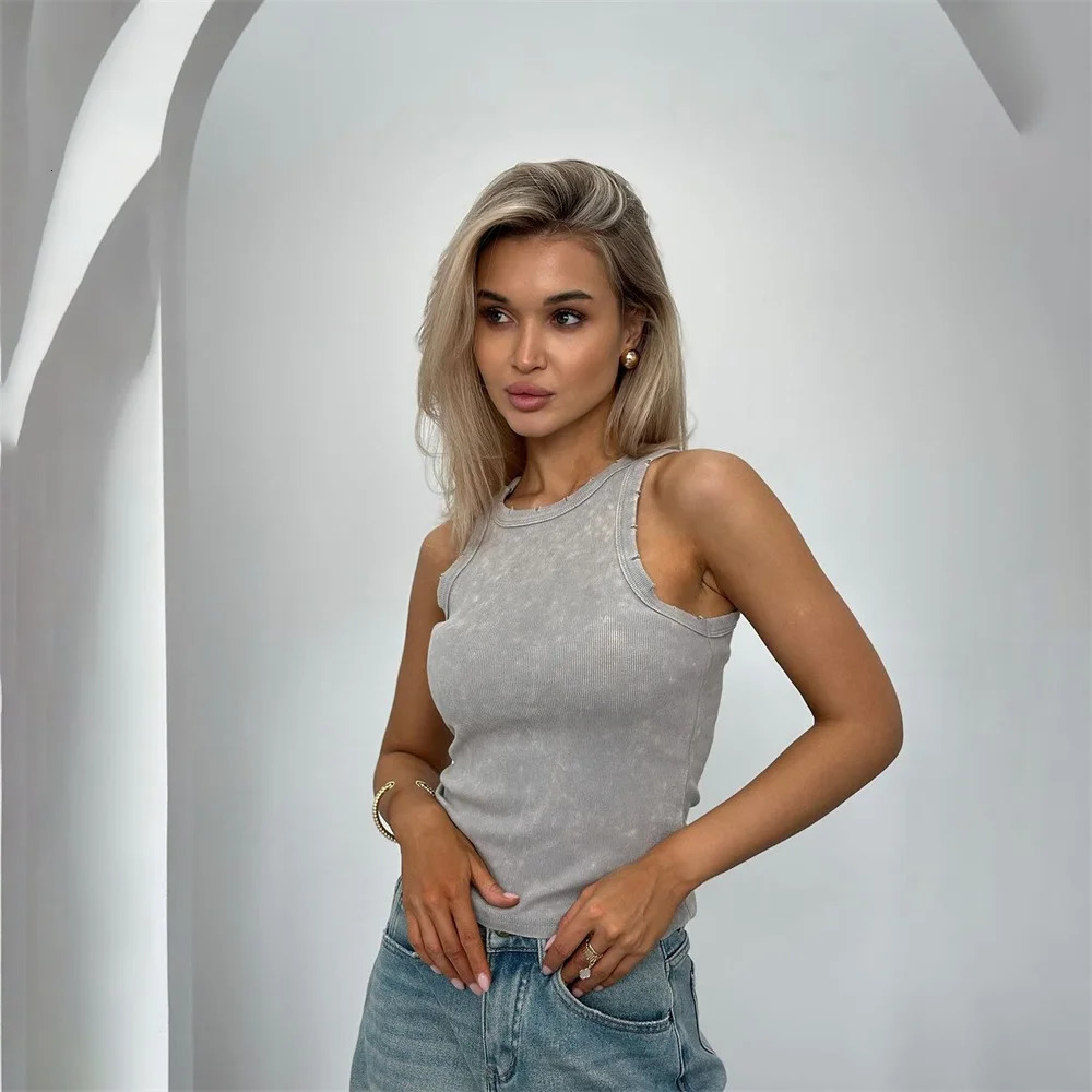 Y2k womens sleeveless sexy vest womens strapless knitted vest 250403