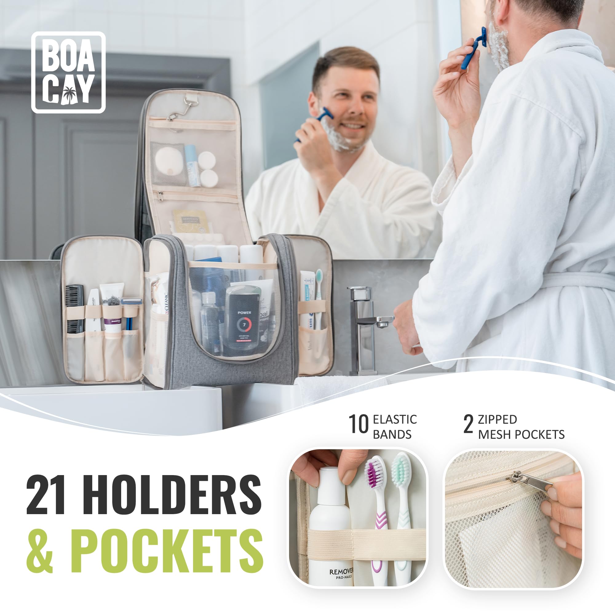 Durable Hanging Toiletries Holder: Spacious Multifunctional Travel Storage Pouch Ideal for Showers & Baths