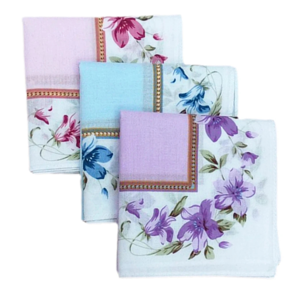 12Pcs Cotton Beautiful Handkerchiefs Women Pocket Hanky Party DIY Hankie Kerchiefs Towel 250403