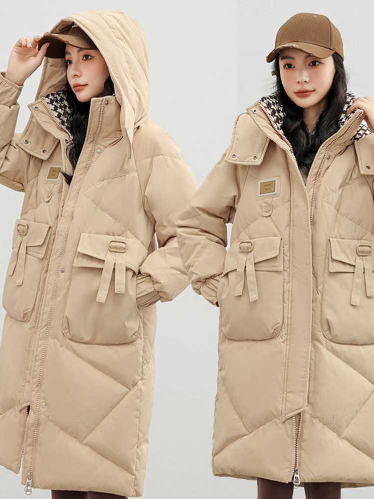 Cotton Jacket for Women New Autumn Winter Mid-length Down Cotton Jacket Womens Coat Hooded Heated Thick Parkas OuterwearT251105