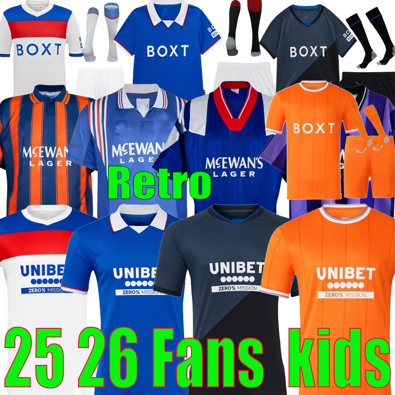 16-4XL 24 25 26 Rangeres soccer jerseys 2025 2026 home shirt away GlaSgowS COAK ROOFE UNDSTRAM HAGI BARKER MOREOS TAVERNIER KENT TIMAN man rangerss fc Retro