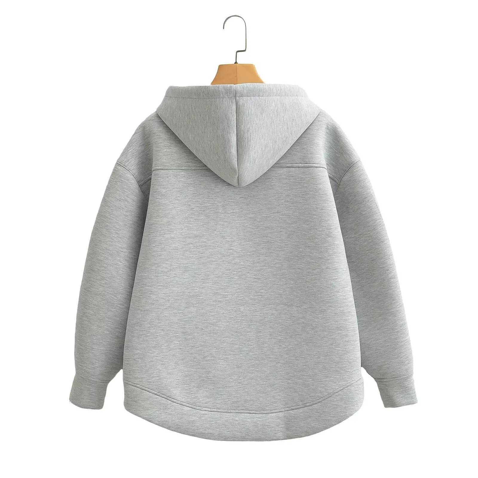 autumn and winter new womens lazy style simple loose shoulder long sleeve casual hooded sweater cardigan jacketT251105