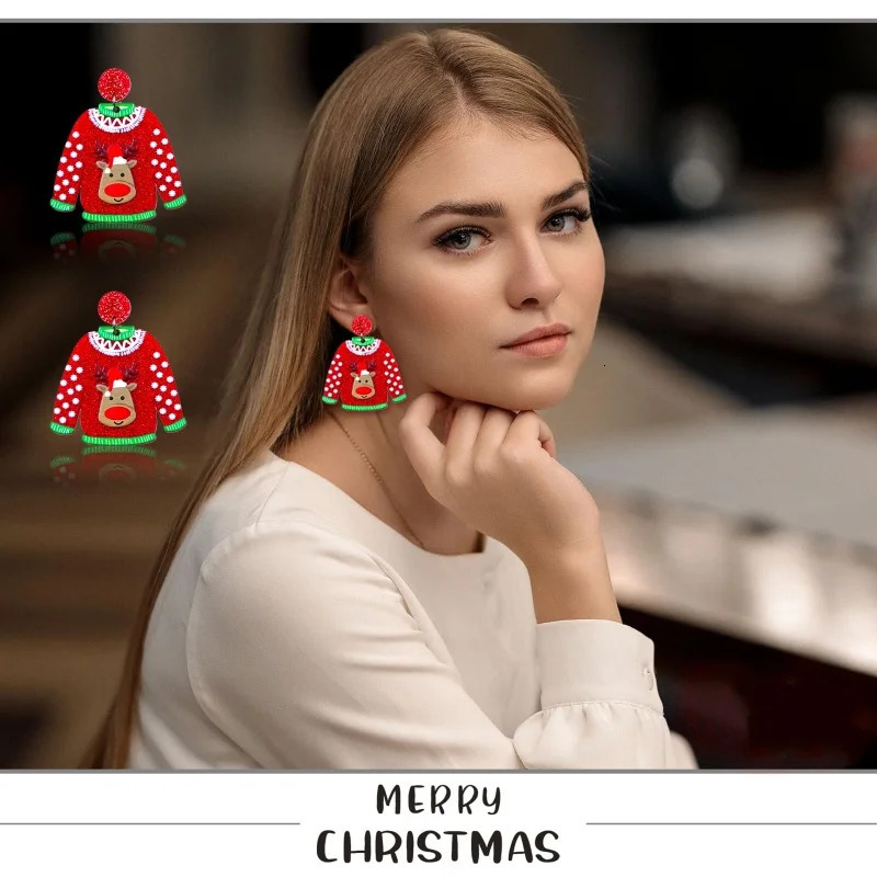 2025 Christmas Earrings for Women Glitter Alloy Acrylic Lightweight Dangle Sparkly Merry Jewelry Gifts 251104