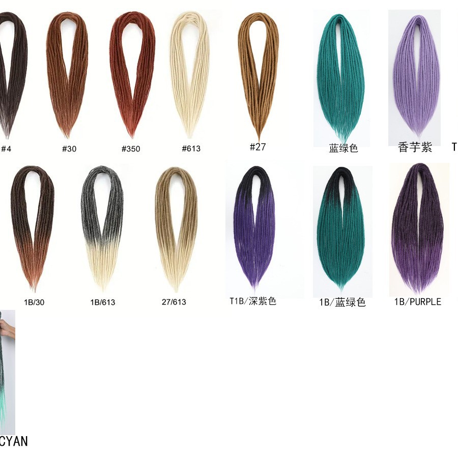 European-style synthetic fiber crochet wig with 0.6cm dreadlocks, double-tailed dreadlocks, manufacturer's stock available