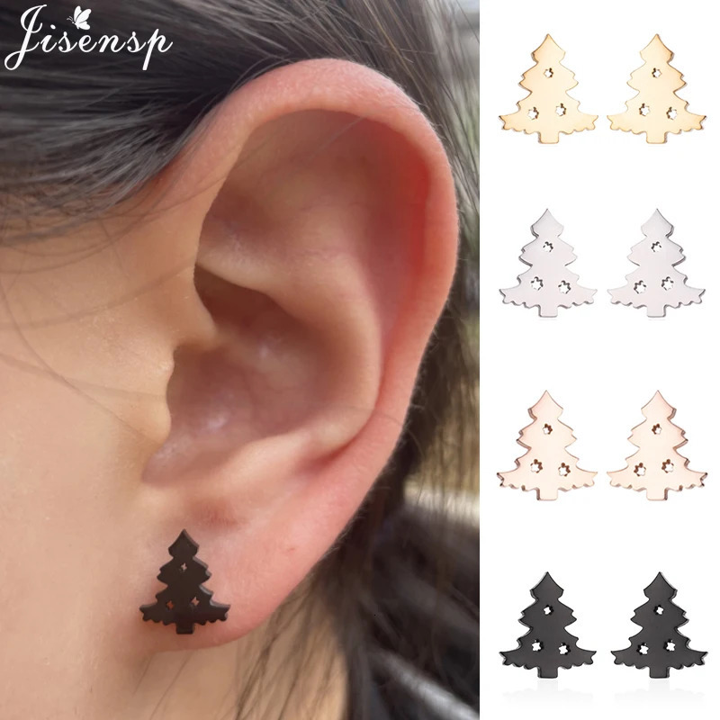 Christmas Stainless Steel Deer Tree Stud Earrings for Women Winter Snowflake Ear Jewelry Girls Xmas Party Earring Accessories 251104