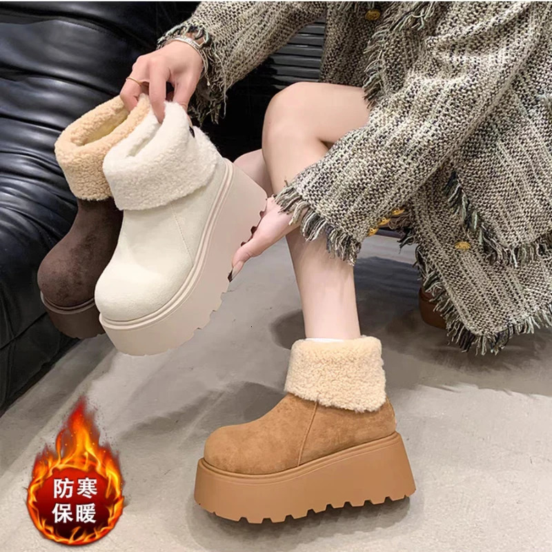 womens winter heightening snow boots thick-soled Australian leather thermal ankle boots 251104