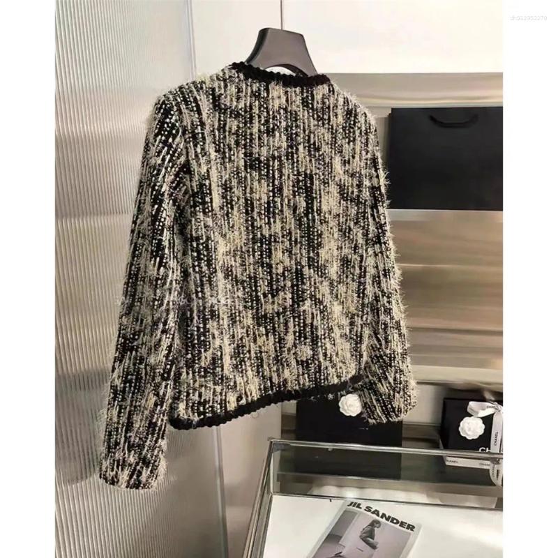 Women's Jackets Small Fragrant Style Jacket Spring Autumn High End Short Coat Ladies V-Neck Long Sleeve Retro Outwear Tops