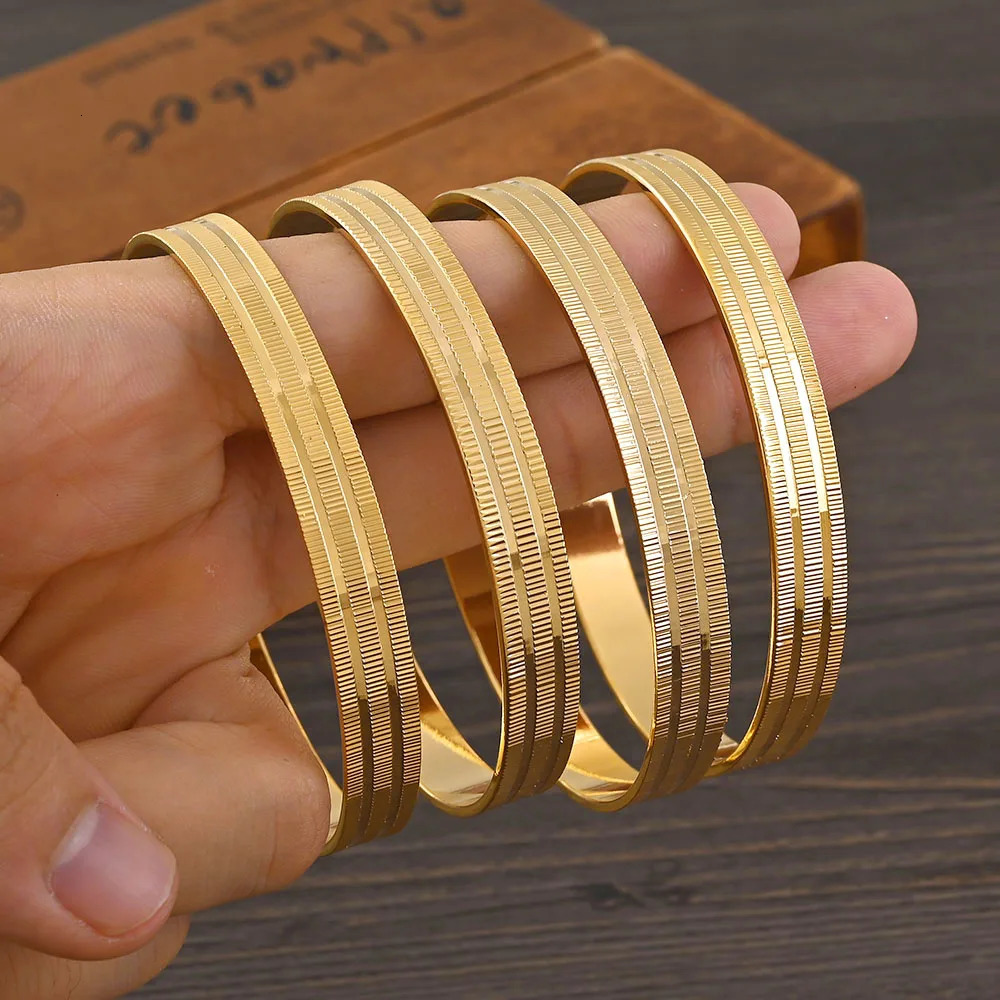 Discount Golden Plated Classic Simplicity Bangles Women Men Bride Wedding Bangle Africa Ethiopian Jewelry Charm Party Gifts 251031