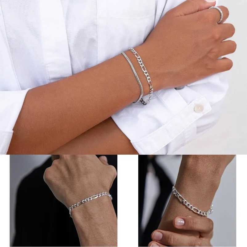 Mens Bracelet 2pcs Bracelets Set with Box Chain Cuban Link Stainless Steel Jewelry Gifts for Men - Dad Boyfriend HusbandXJ251105
