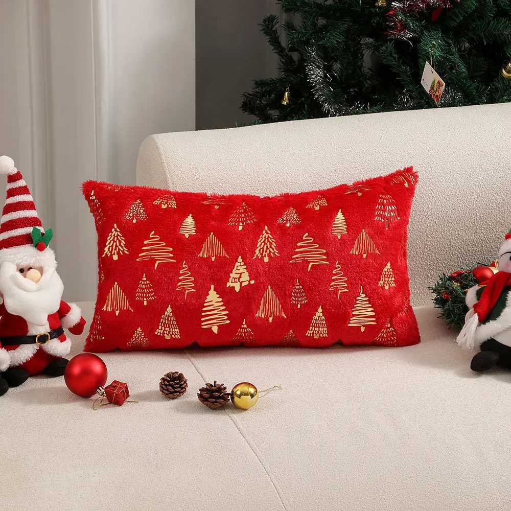 Christmas Foil Print Decorative Cushion Cover Plush Soft Pillowcases for Living Room Sofa and Bedroom 30x50 Throw Pillow Cover Y251105