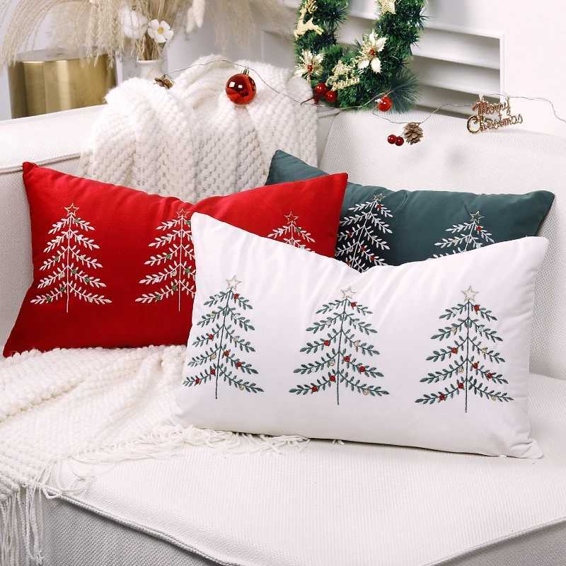 30X50/45X45CM Merry Christmas Throw Pillow Cover Tufted Velvet Cushion Cover Christmas Party Decor Home Decorative Pillowcase Y251105