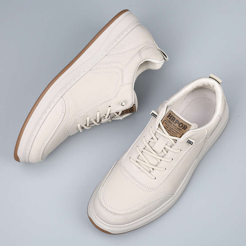 Top Layer Cowhide 2025 Autumn New Casual Genuine Breathable White Sneakers Board Leather Men's Shoes