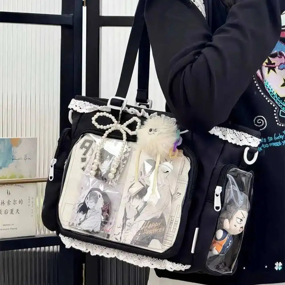 Y2K Cute Japanese Ita Bag Lolita Girl Transparent Shoulder Tote Large Capacity Crossbody Casual DIY Display Handbags 251030