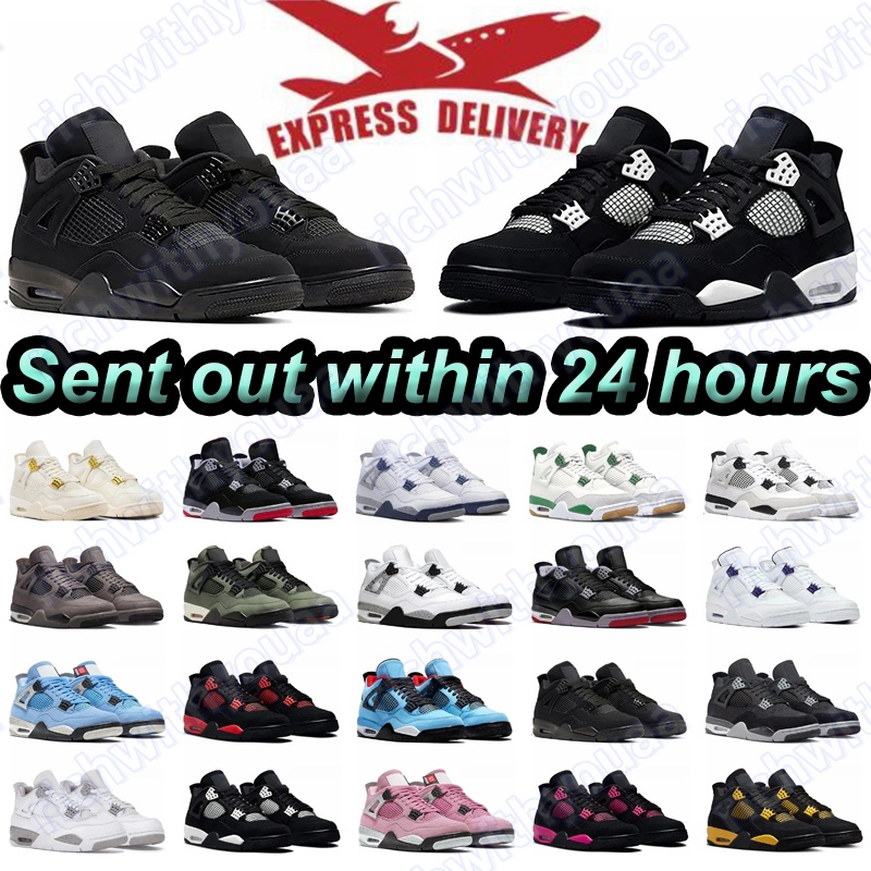 Fast shipping designer 4 Basketball shoes Men Women 4s Sneakers Worn Blue Panda Purple Thunder Cool Grey Bred Sports Mens Sneakes 36-47