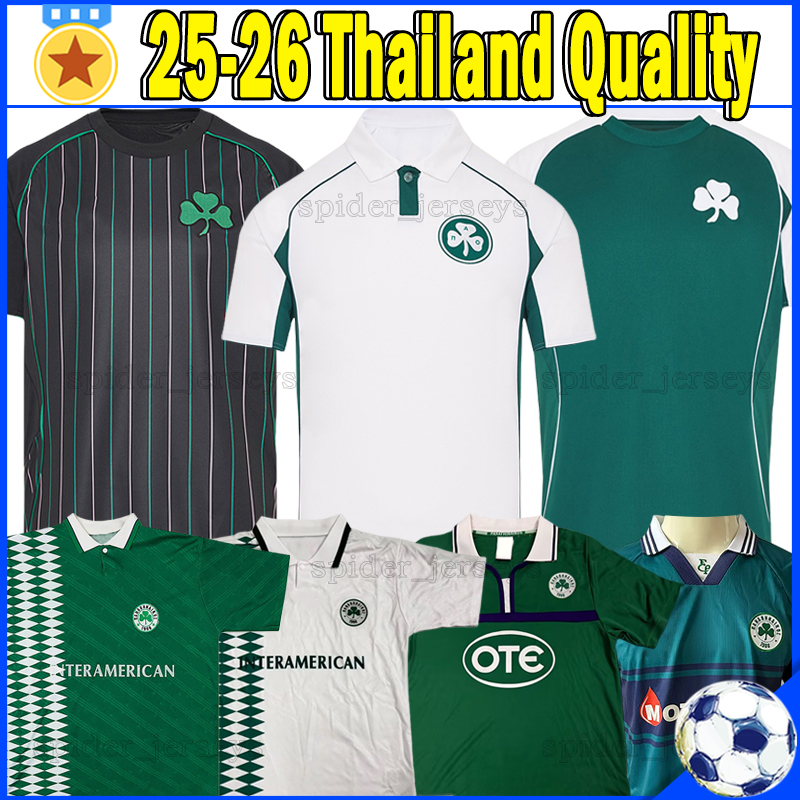 25 26 Panathinaikos F.C. Soccer Jerseys IOANNIDIS MANCINI JEREMEJEFF MAKSIMOVIC 2025 2026 Prasinoi Retro 1995 96 1999 2000 01 Football Shirts F.PELLISTRI Men Uniforms