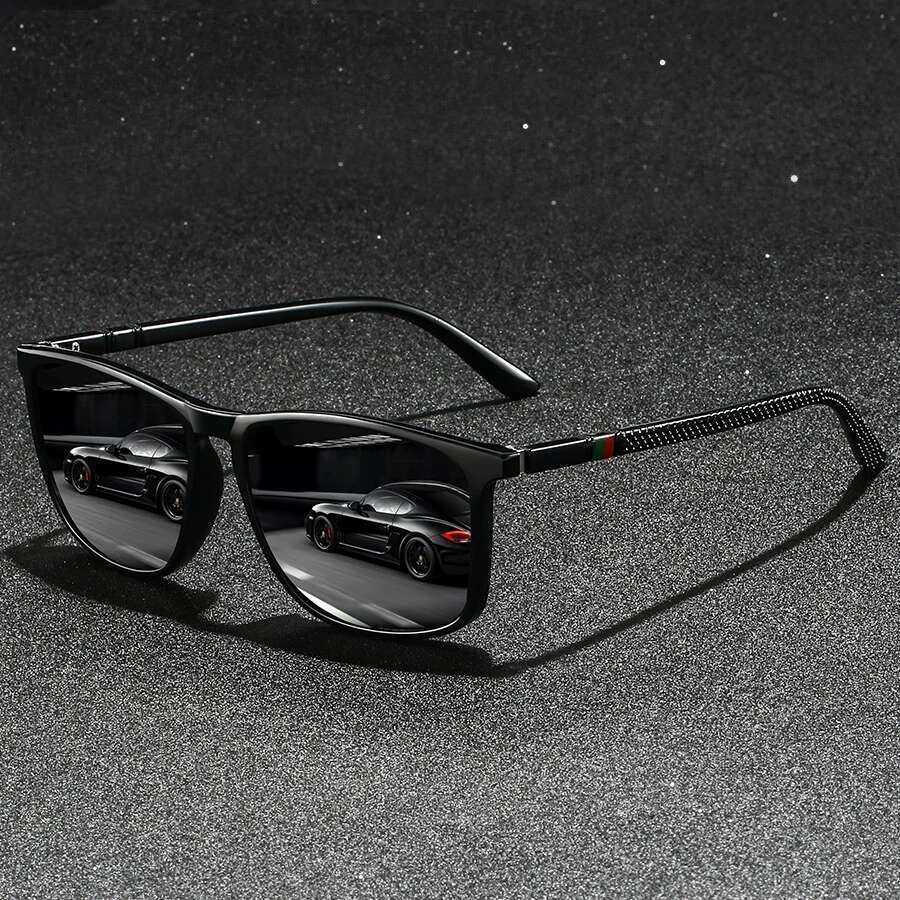 Fashion Vintage Check Pattern Polarized Sunglasses Men Women Driving Fishing Brand Designer Square Sun Glasses Man Eyewear UV400