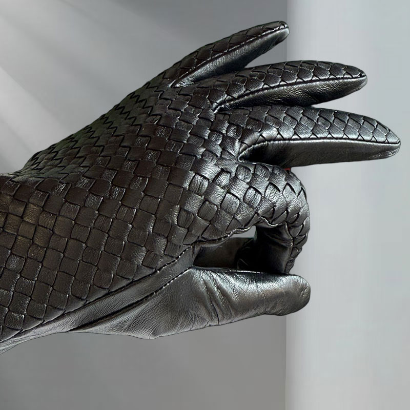 Retro Y2K Designer Luxury Women's Woven Leather Gloves Classic Multiple Colors Mittens Outdoor Warm Weatherproof Winter Accessory S1112