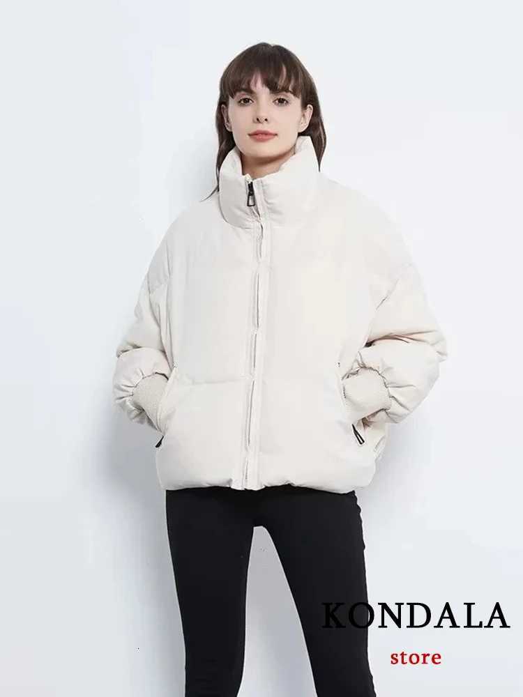 KONDALA Autumn Winter Women Jackets Thicken Streetwear Oversized Parkas Long Batwing Sleeve Pockets Fashion 2025 Female CoatsT251105