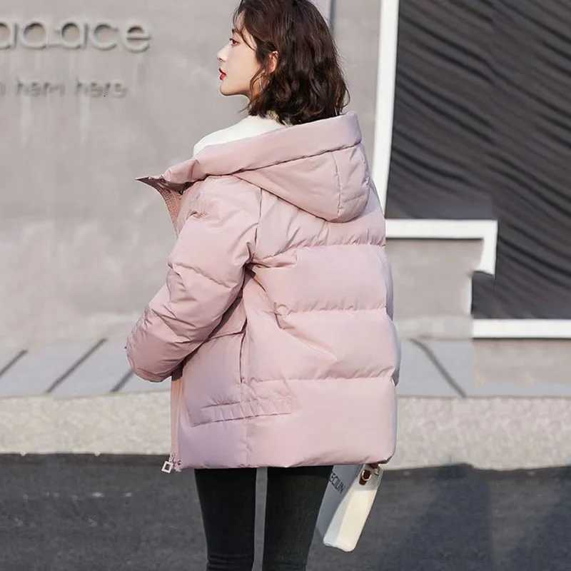 Womens Cotton-Padded Down Jacket Warm Cotton Jacket Korean Fashion Casual Cold Hooded Parker Outerwear WinterT251105