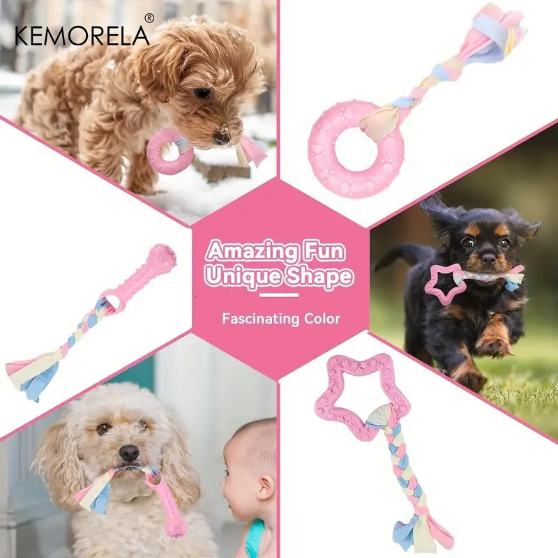 6 dog chew toys for cleaning teeth soft rubber bones fun balls interactive donut treatment set for small and medium-sized dog pet gifts 250402