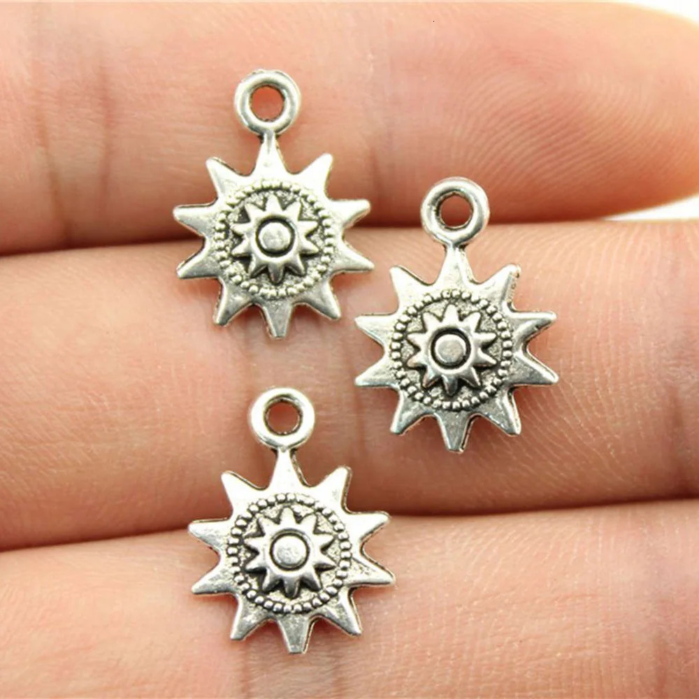 20 piecesbatch Charming Little Sun 17 12mm Xizang gold bronze silver color pendant antique jewelry making DIY handicrafts 250325